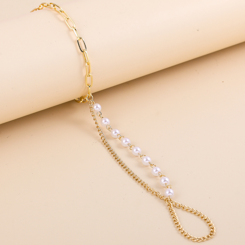 Fashion Classic Stitching Pearl Chain Anklet Women's Jewelry display picture 4