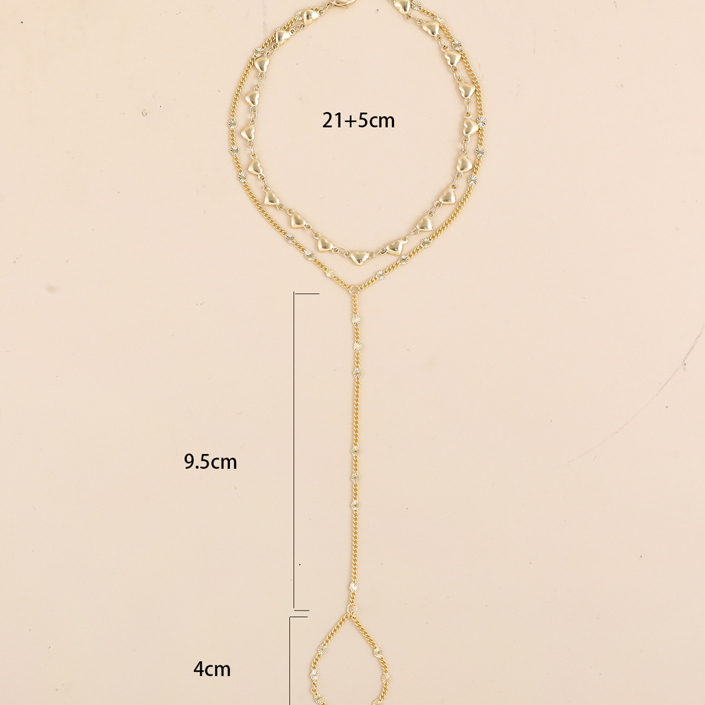 2022 New Fashion Heart Pattern  Double Layer Chain Alloy Anklet Foot Ornaments display picture 1