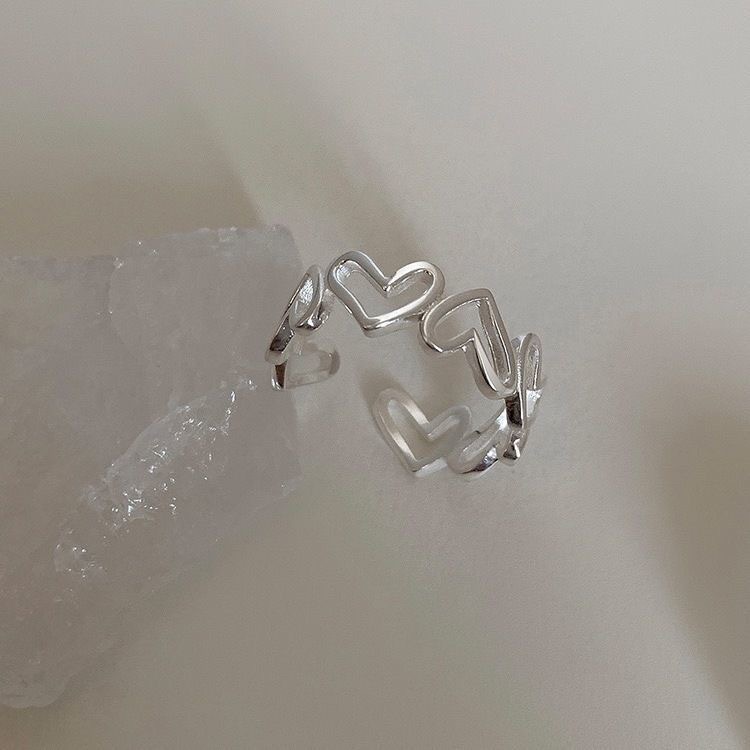 Solid Color Hollow Out Love Heart-shaped Adjustable Ring display picture 1