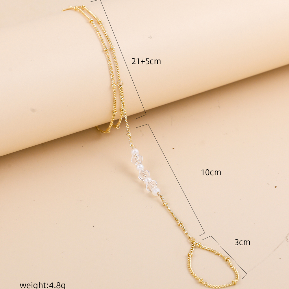New Fashion Pearl Crystal Beaded Chain Alloy Anklet Foot Ornaments display picture 1