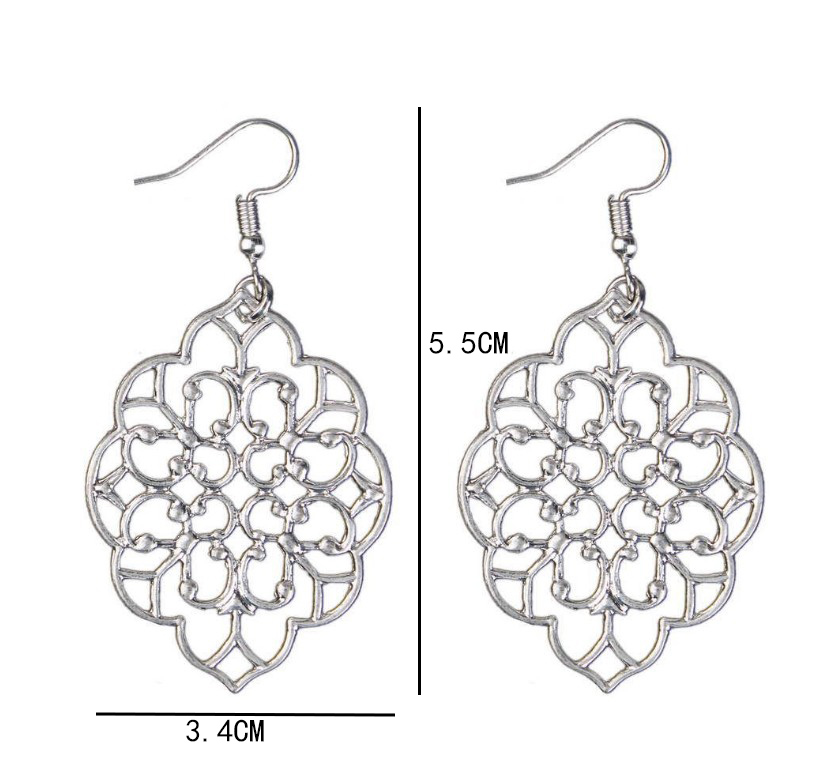 Fashion New Geometric Carved Window Flower Hollow Alloy Earrings display picture 5