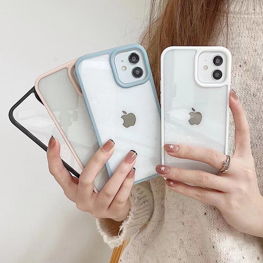 Funda Simple De Iphone 11 Resistente A Los Golpes Transparente Con Marco Blanco display picture 4