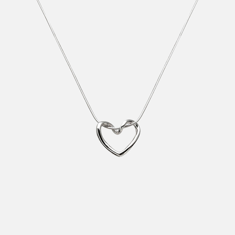 New Diamond Bow Hollow Heart Double Layer Pendant Necklace display picture 2