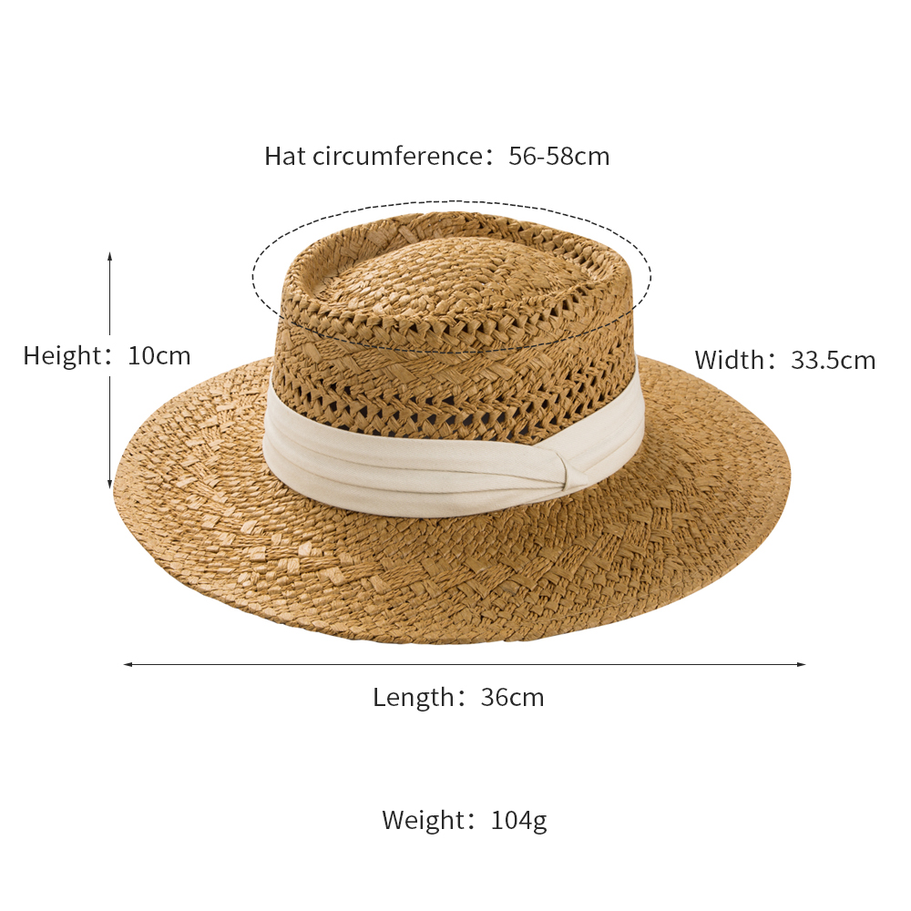Mode Britischen Stil Handgemachte Stroh Woven Konkaven Top Hut Weiblichen Sommer Urlaub Am Meer Sun-proof Strand Hut display picture 1