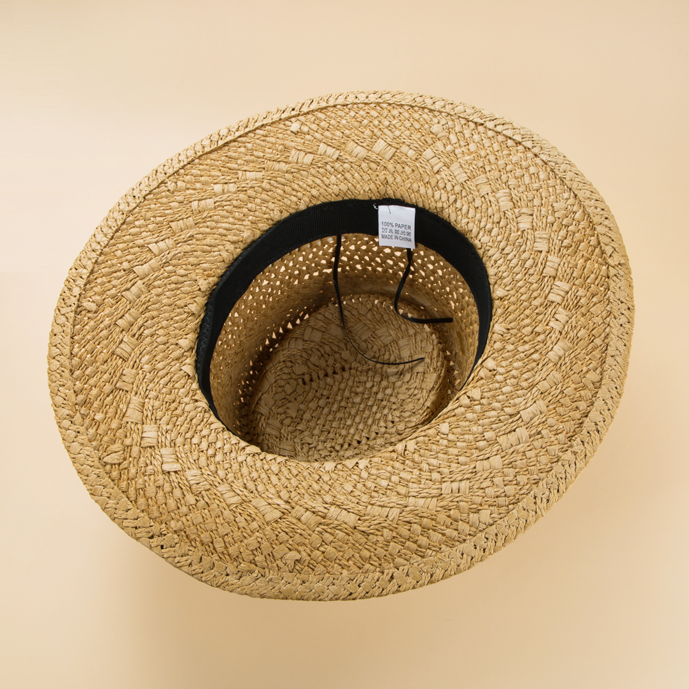 Fashion British Style Handmade Straw Woven Concave Top Hat Female Summer Vacation Seaside Sun-proof Beach Hat display picture 6
