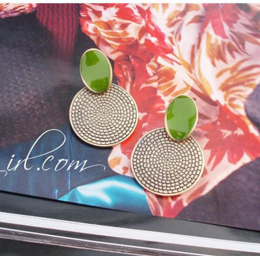 Fashion Ethnic Retro Oil Dripping Annual Ring Carved Alloy Ear Studs display picture 2
