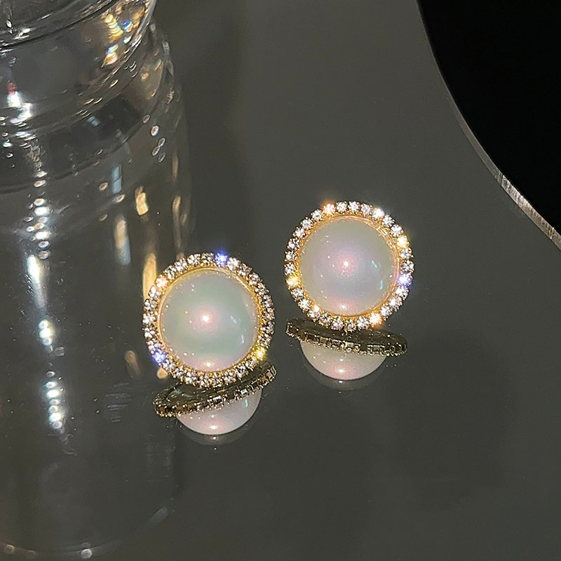 Luxury Alloy Hemispherical Earrings Banquet Diamond Rhinestone Stud Earrings As Shown In The Picture display picture 3