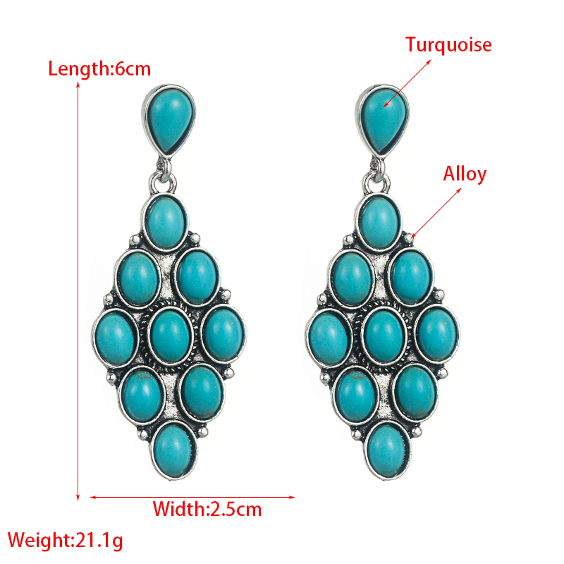 Fashion Alloy Turquoise Solid Color Blue White Geometric Earrings display picture 1