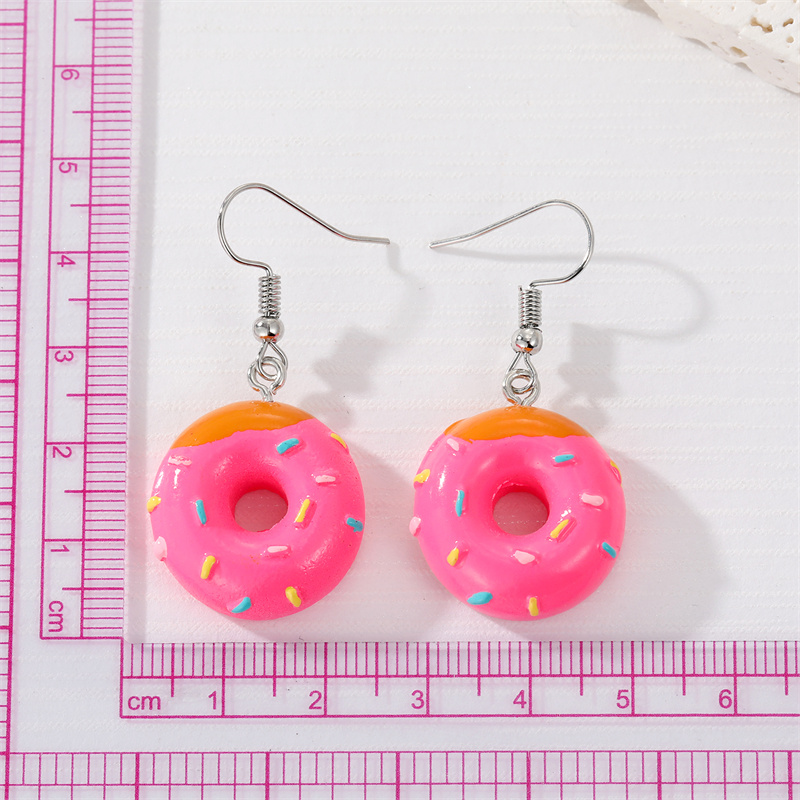 Fashion New Multicolor Donut Creative Dessert Resin Simulation Food Earrings display picture 2