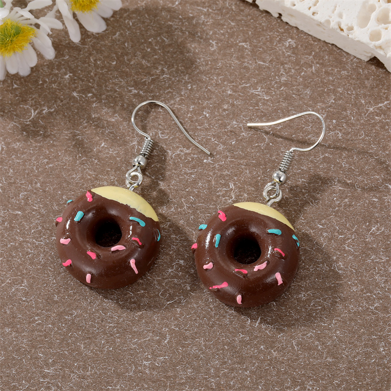 Fashion New Multicolor Donut Creative Dessert Resin Simulation Food Earrings display picture 3