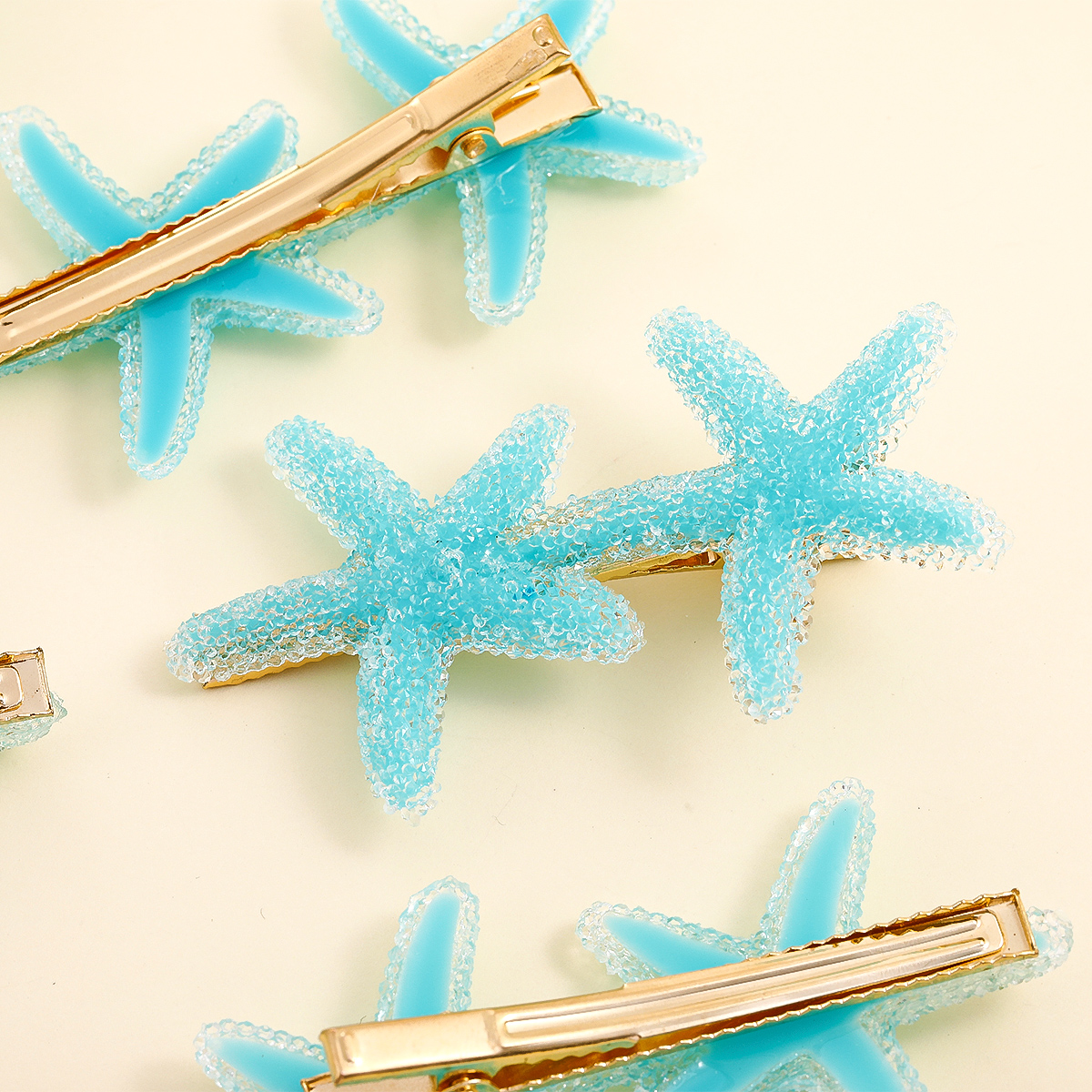 10-piece Set Candy Color Blue Starfish Barrettes Hair Clip Hair Accessories display picture 4