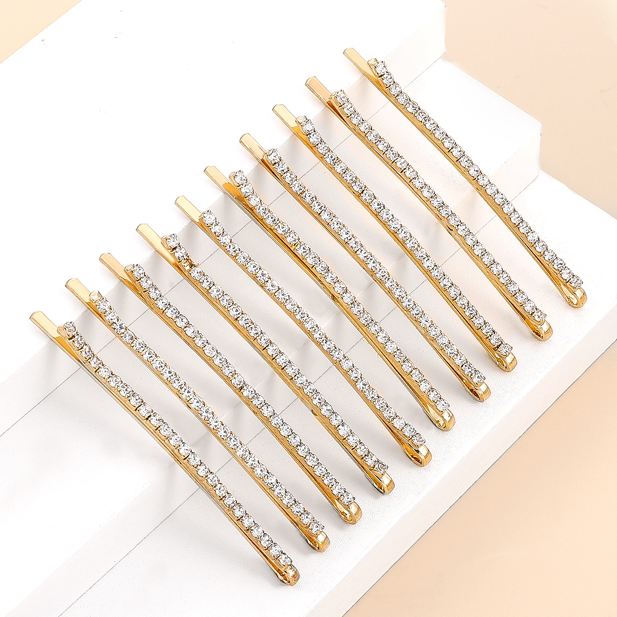 Fashion Simple Inlay Rhinestone Gold Silver Alloy Barrettes display picture 5