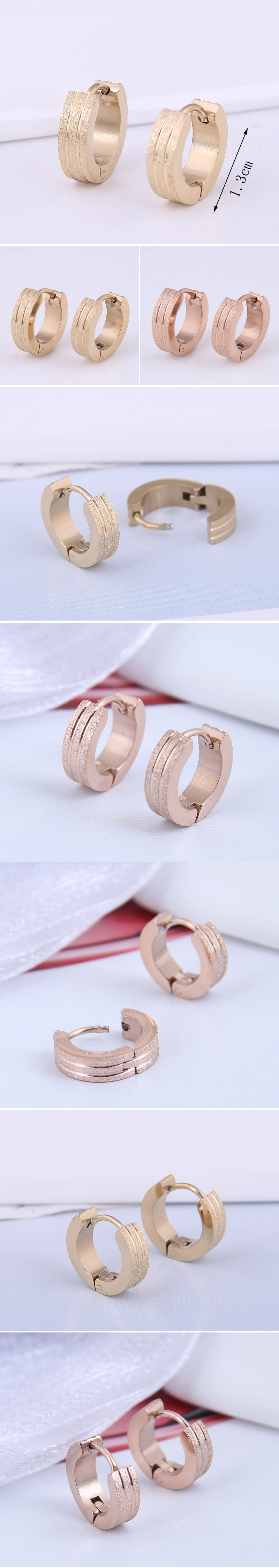 Fashion Simple Rose Gold Golden Titanium Steel Hoop Earrings display picture 1