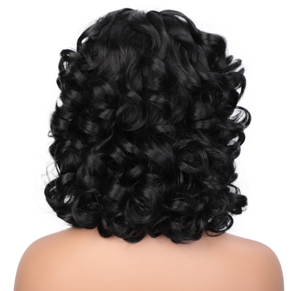 Women's Wig Short Black Curly Hair High-temperature Fiber Chemical Wigs display picture 3