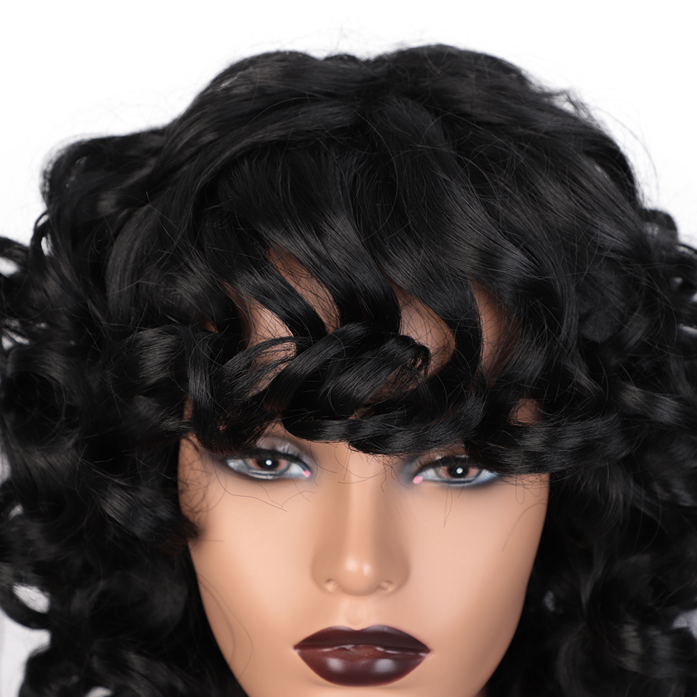 Women's Wig Short Black Curly Hair High-temperature Fiber Chemical Wigs display picture 6