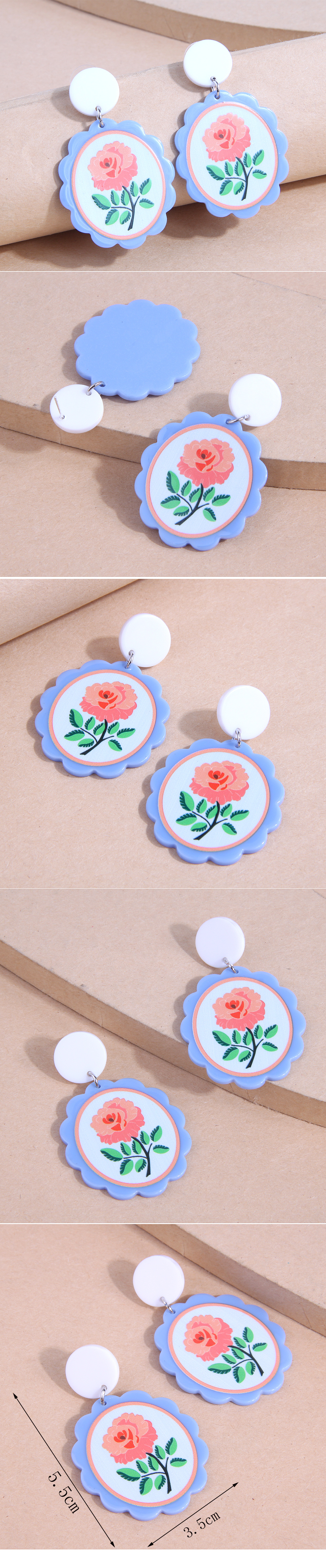 Cute Fashion Rose Pattern Medium Size Resin Stud Earrings display picture 1