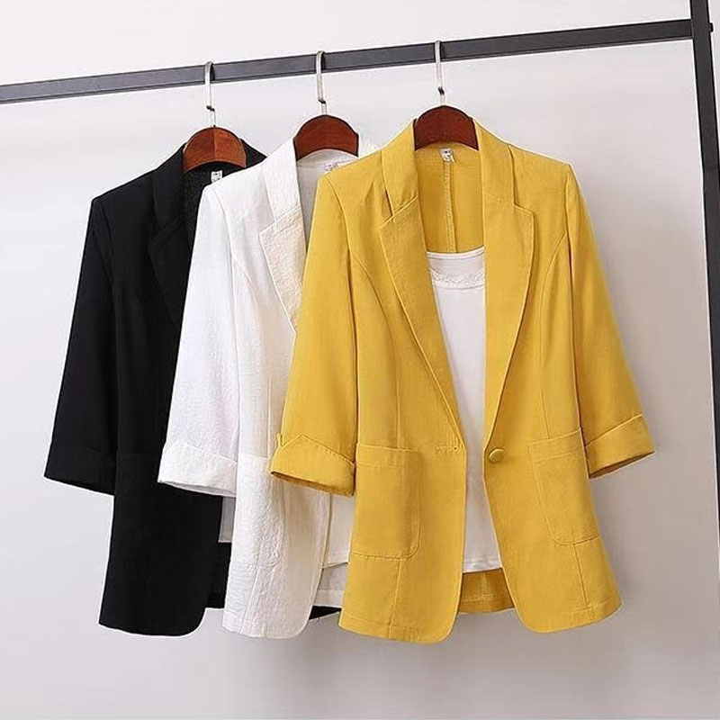 Fashion Solid Color Pocket Cotton Blend Blazer display picture 3