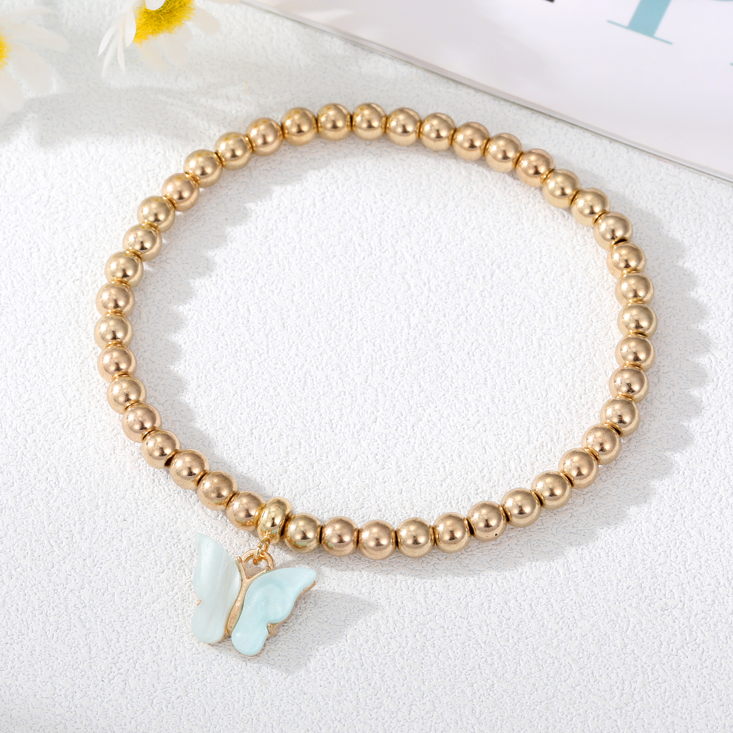 Simple Style Butterfly Alloy Beaded Resin Bracelets display picture 4