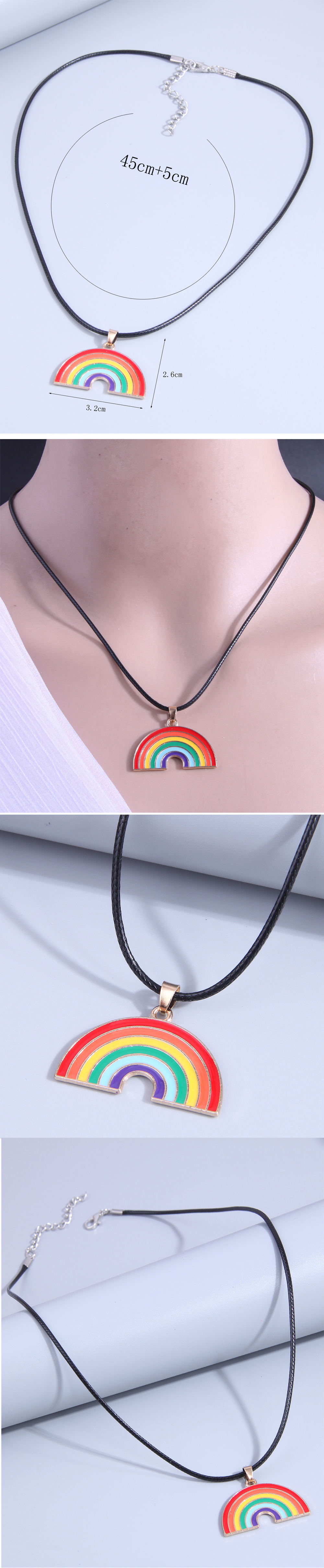 Women's Fashion Rainbow Pu Leather Alloy Necklace Splicing Necklaces display picture 1