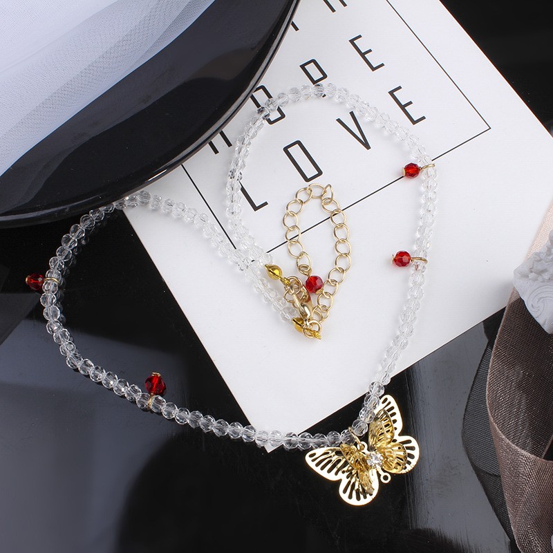 Women's Fashion Butterfly Alloy Necklace Beaded Splicing Hollow Out Necklaces display picture 2