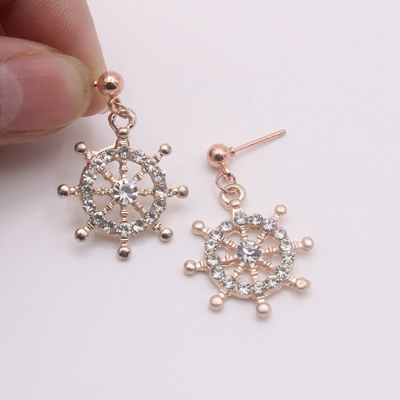 Women's Shiny Rudder Alloy Earrings Plating Rhinestone Drop Earrings 1 Set display picture 3