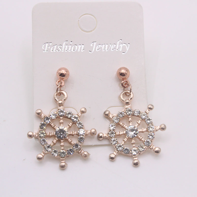 Women's Shiny Rudder Alloy Earrings Plating Rhinestone Drop Earrings 1 Set display picture 4