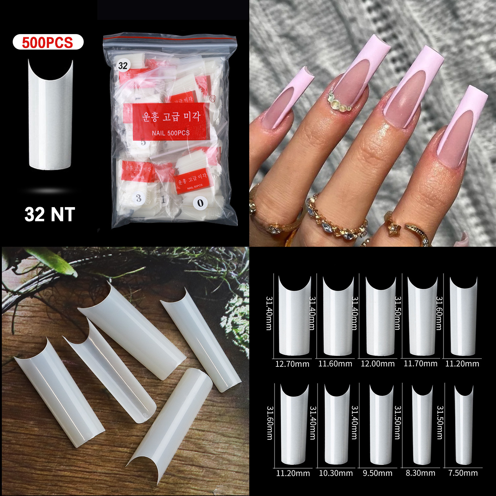 Français Pointu Nail Complet Autocollant Semi-nail Collant Ballet Nail Transparent Faux Ongle display picture 2