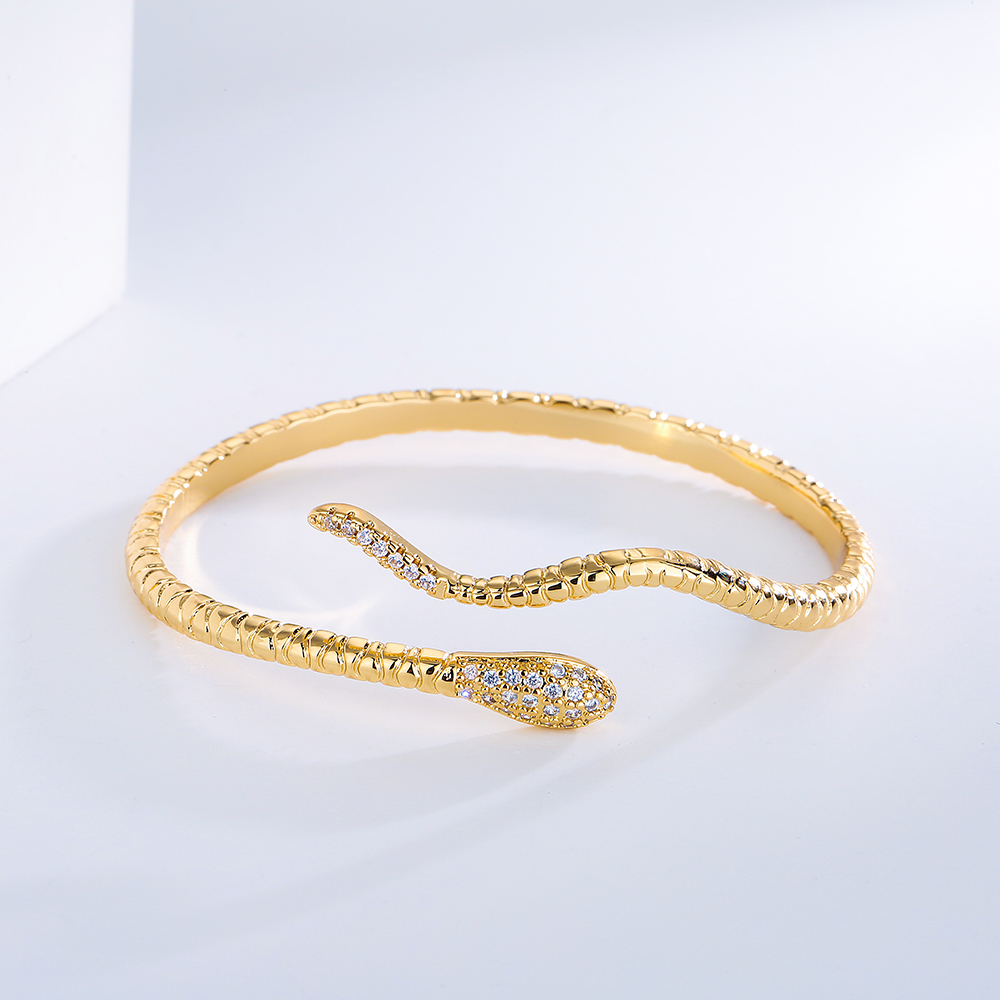 Women's Fashion Snake Copper Bangle Inlaid Zircon Zircon Copper Bracelets display picture 2