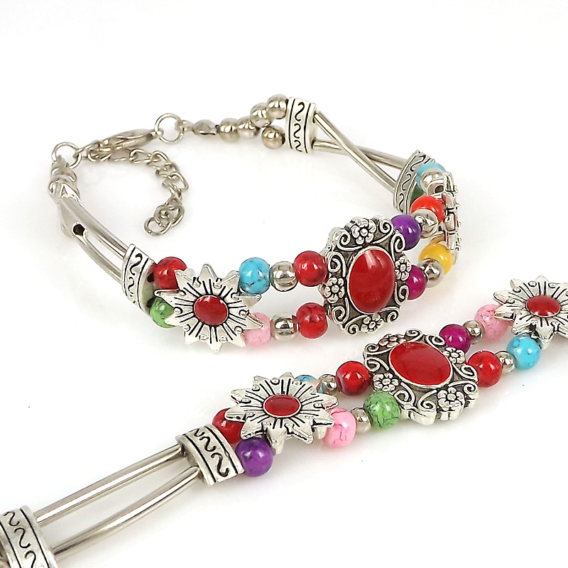 Classical Retro Ethnic Style Floral Alloy Beads Bracelets display picture 1