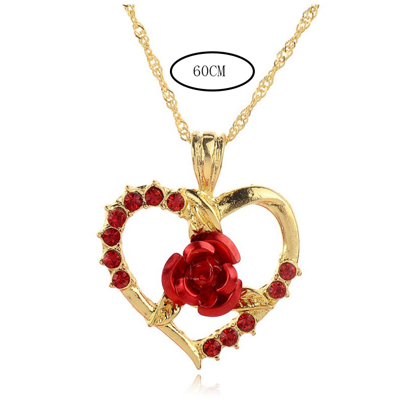 Women's Fashion Heart Alloy Pendant Necklace Diamond Artificial Rhinestones Necklaces display picture 10