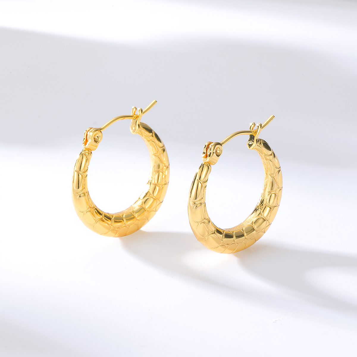 Vintage Style Circle Plating 201 Stainless Steel 18K Gold Plated Earrings display picture 4