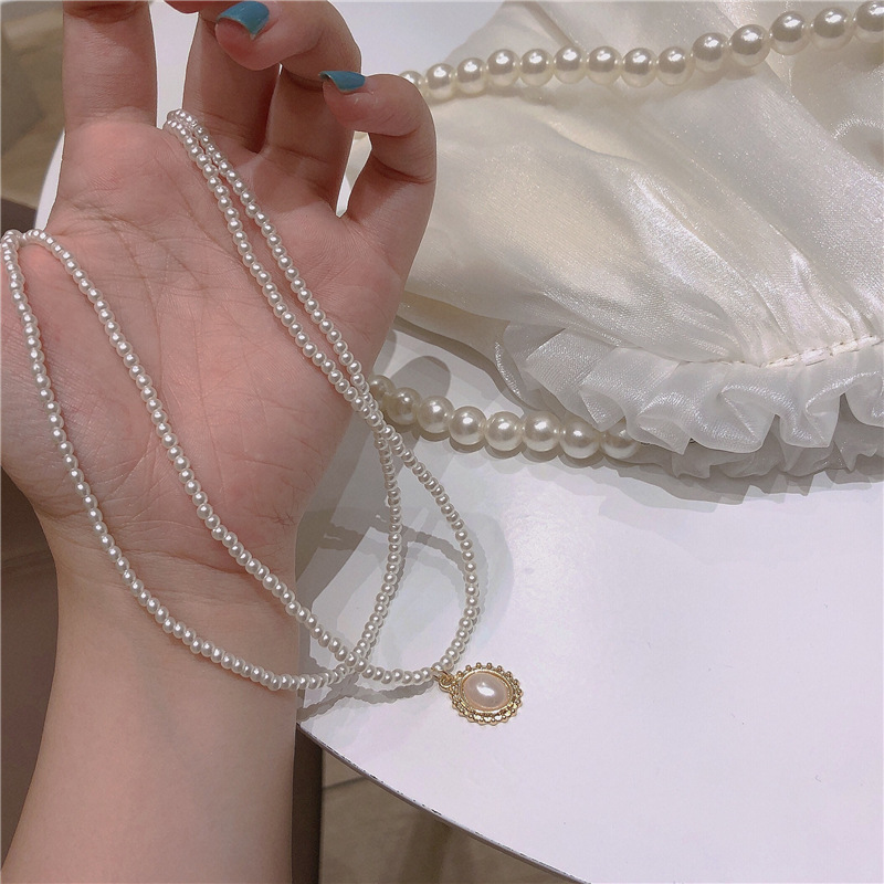 Frau Retro Geometrisch Legierung Halsband Perlen Künstliche Perlen Halsband display picture 1