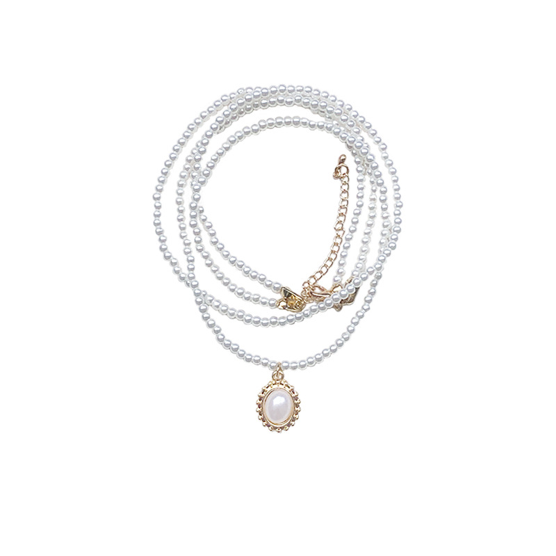 Frau Retro Geometrisch Legierung Halsband Perlen Künstliche Perlen Halsband display picture 5