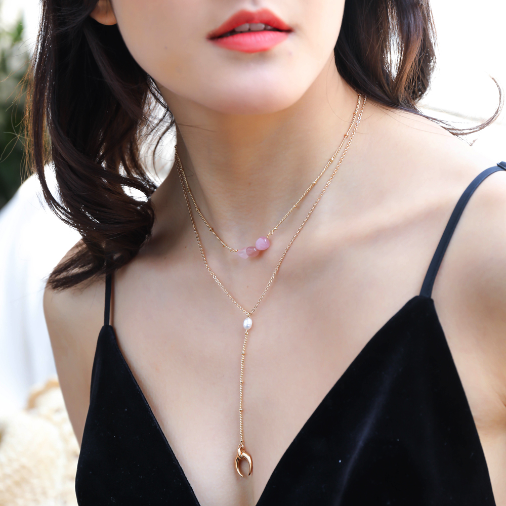 Women's Fashion Moon Alloy Natural Stone Necklace Plating No Inlaid Necklaces display picture 3