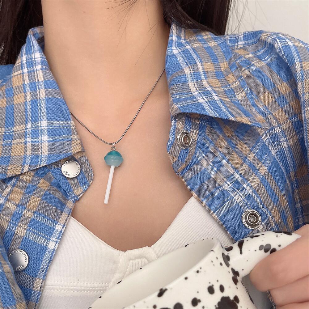 Cute Synthetic Resin Candy Necklace Daily Electroplating Resin display picture 5