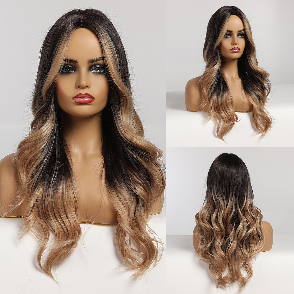 Women's Fashion Brown Party Chemical Fiber Centre Parting Long Curly Hair Wigs display picture 2