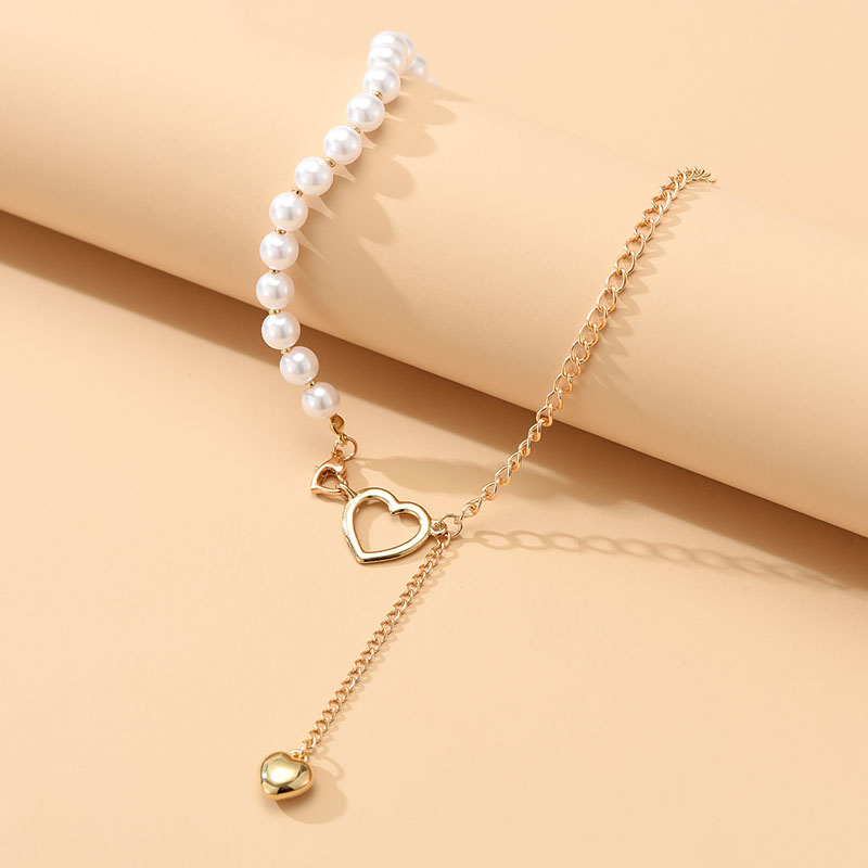 Simple Style Heart Shape Alloy Inlay Pearl Pendant Necklace 1 Piece display picture 2