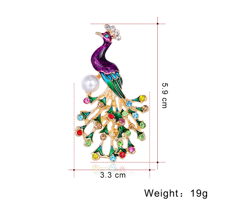 Women's Elegant Retro Animal Peacock Alloy Brooches Plating Rhinestone Brooches display picture 2