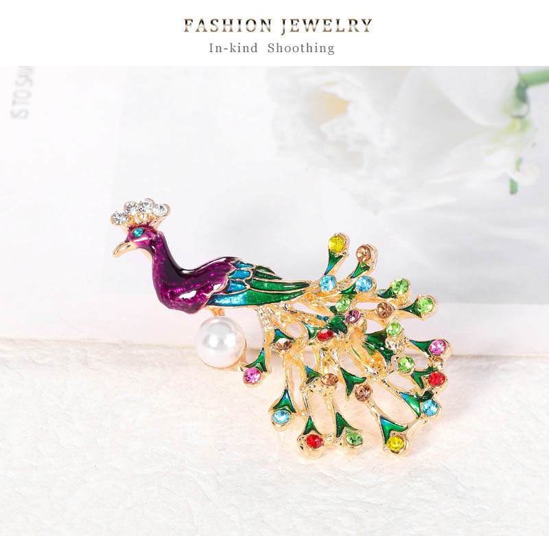 Women's Elegant Retro Animal Peacock Alloy Brooches Plating Rhinestone Brooches display picture 8