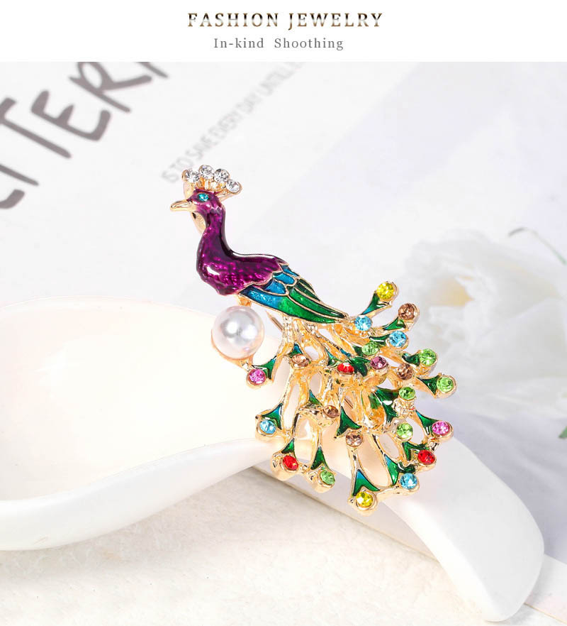 Women's Elegant Retro Animal Peacock Alloy Brooches Plating Rhinestone Brooches display picture 7