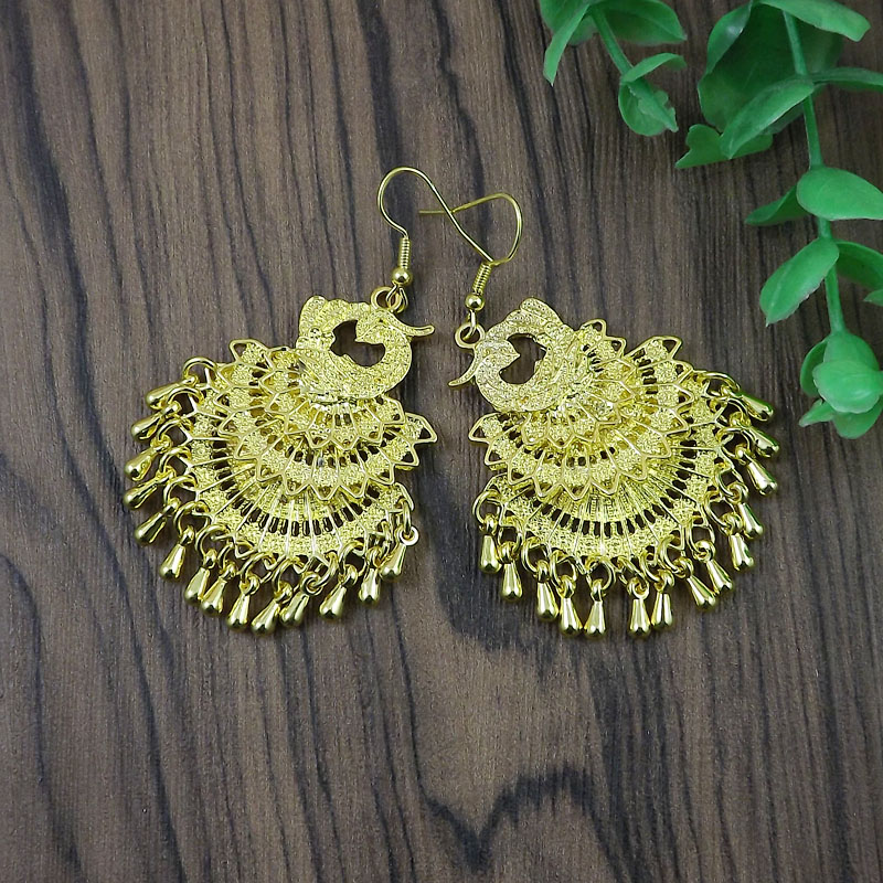 Women's Retro Wedding Ethnic Style Peacock Alloy No Inlaid Earrings Drop Earrings display picture 4