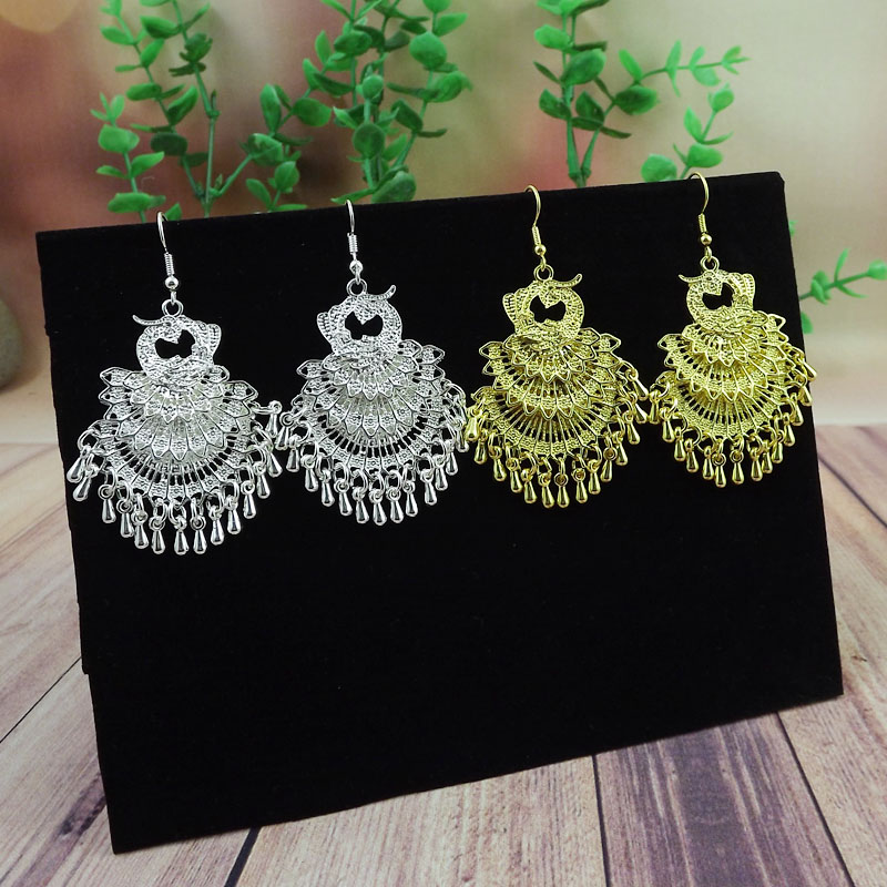 Women's Retro Wedding Ethnic Style Peacock Alloy No Inlaid Earrings Drop Earrings display picture 3