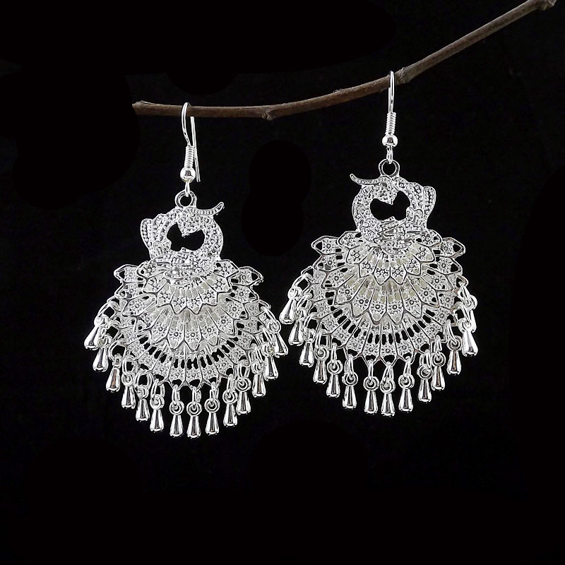 Women's Retro Wedding Ethnic Style Peacock Alloy No Inlaid Earrings Drop Earrings display picture 2