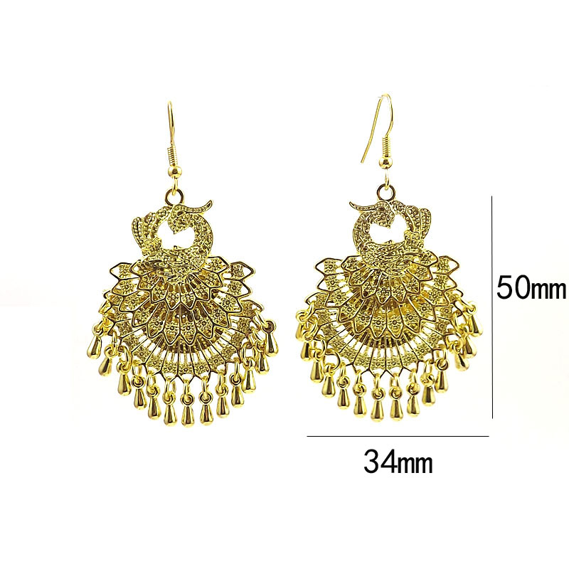 Women's Retro Wedding Ethnic Style Peacock Alloy No Inlaid Earrings Drop Earrings display picture 5