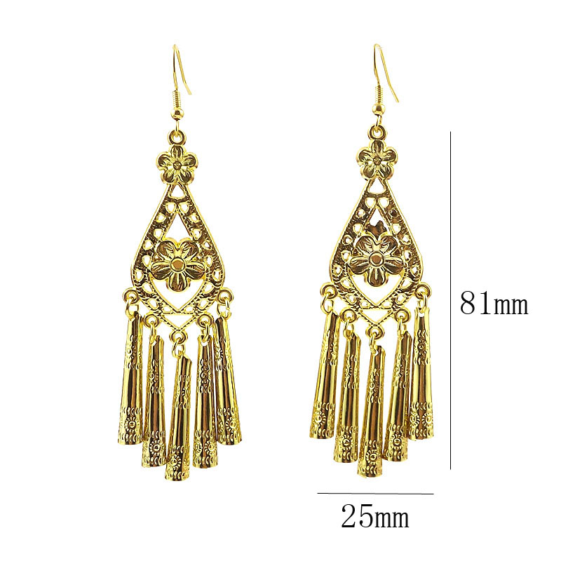 Women's Vintage Style Ethnic Style Bohemian Water Droplets Flower Alloy No Inlaid Ear Studs Drop Earrings display picture 2