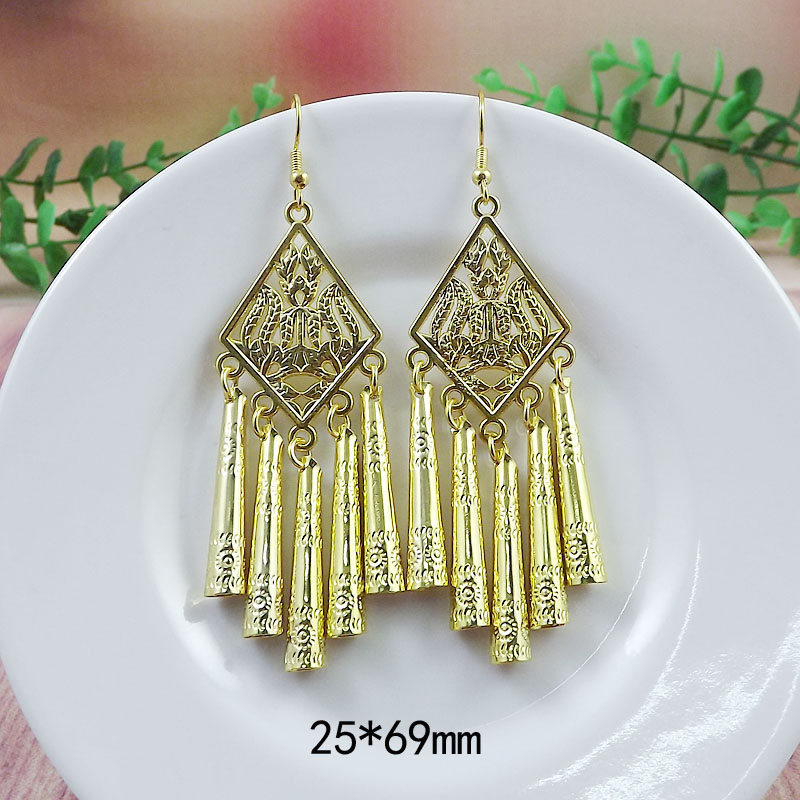 Women's Vintage Style Ethnic Style Bohemian Graffiti Rhombus Alloy No Inlaid Earrings Drop Earrings display picture 1