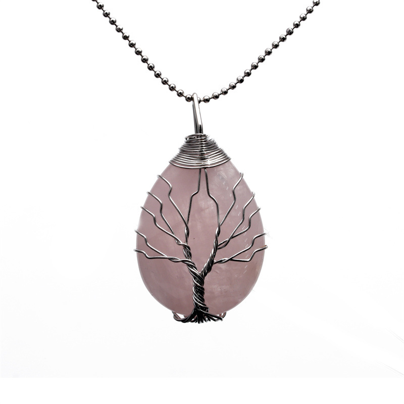 Retro Simple Style Tree Water Droplets Stainless Steel Natural Stone Agate Pendant Necklace In Bulk display picture 11