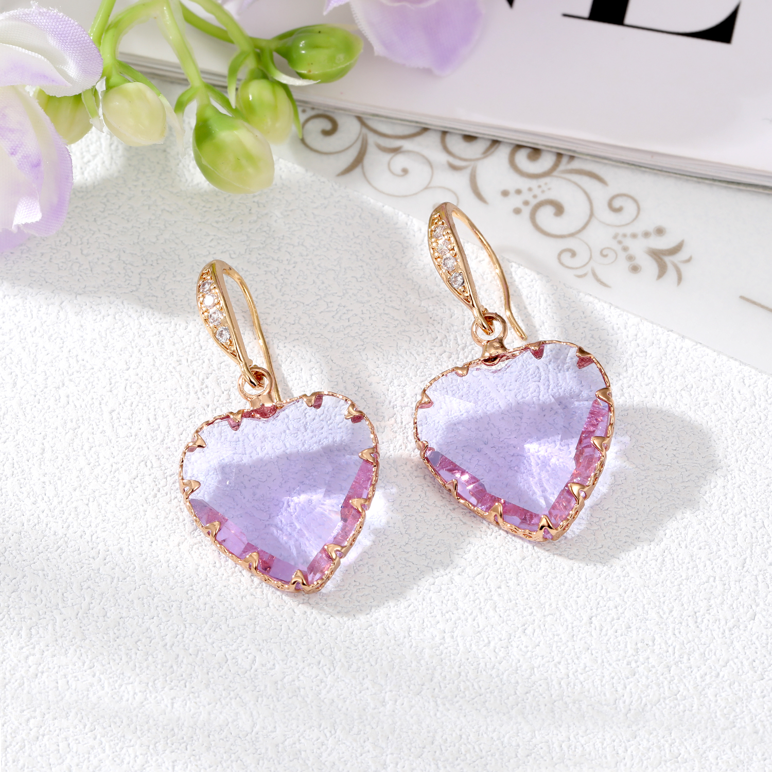 Women's Simple Style Heart Shape Alloy Earrings Inlaid Crystal Crystal Earrings display picture 3