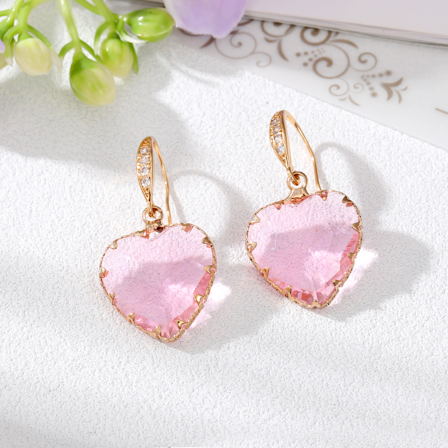 Women's Simple Style Heart Shape Alloy Earrings Inlaid Crystal Crystal Earrings display picture 4