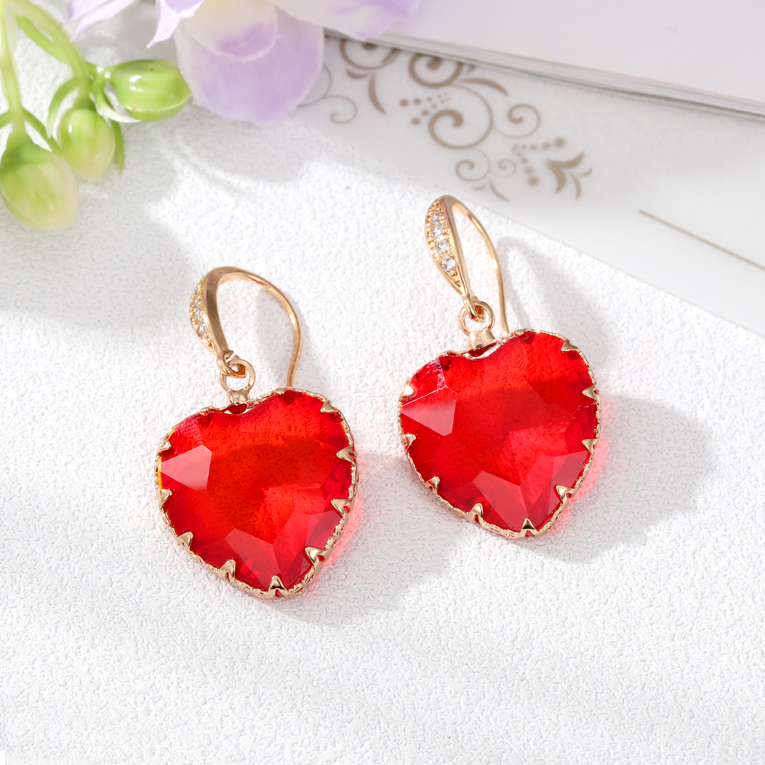 Women's Simple Style Heart Shape Alloy Earrings Inlaid Crystal Crystal Earrings display picture 5
